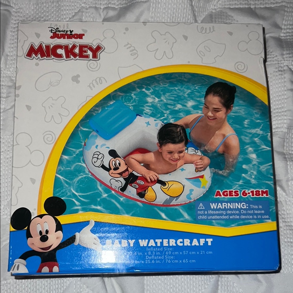 Disney Mickey Mouse Inflatable Water Float Blue and White